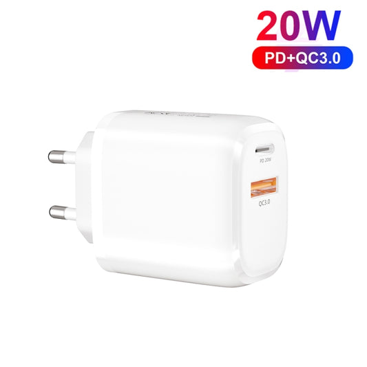 CS-20W Mini Portable PD3.0 + QC3.0 Dual Ports Fast Charger with 3A Type-C to Type-C Data Cable, Charger + Type-C to Type-C Cable