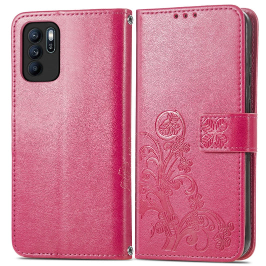 Four-leaf Clasp Embossed Buckle Mobile Phone Protection Leather Case with Lanyard & Card Slot & Wallet & Bracket Function, For OPPO Reno6 Z, For OPPO Realme C20, For OPPO Realme GT Master