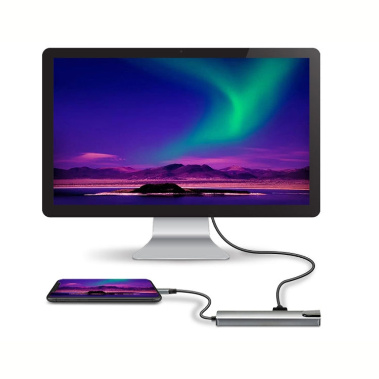5 in 1 USB Type-C to RJ45+USB3.0 x 2+PD+HDMI HUB Adapter, RJ45+USB3.0 x 2+PD+HDMI