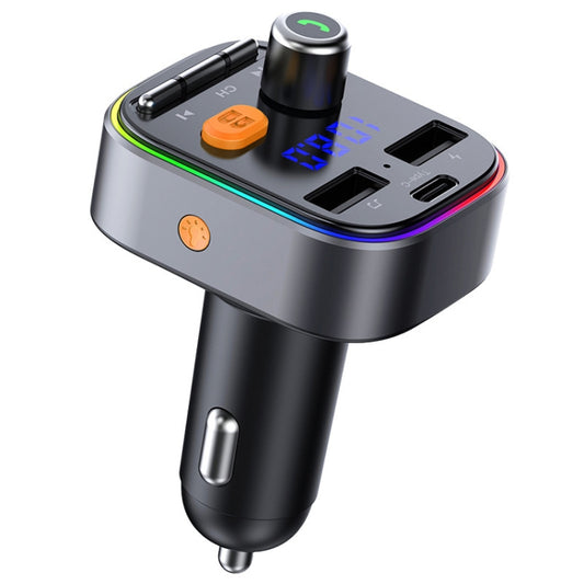 T48C Kit émetteur Fm Bluetooth 5.0 pour voiture Double USB avec chargeur de voiture Type-C 5V 2.4A, T48C