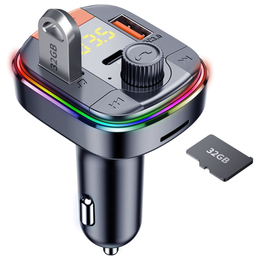 Transmetteur FM Bluetooth de voiture T832, lecteur MP3 avec lumière colorée, chargeur rapide puissant QC3.0, T832