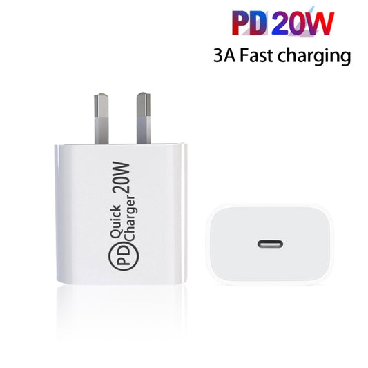 AU-20W PD USB-C / Type-C Travel Charger for Mobile Phone, AU Plug, AU Plug