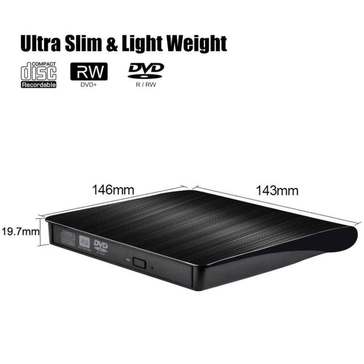 USB 3.0 Brushed External CD / DVD-RW Optical Drive Player, ECD819