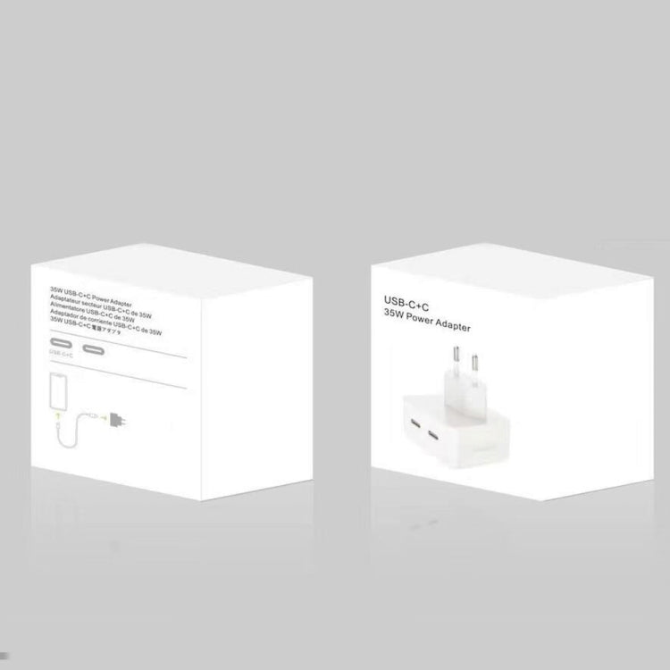 PD 35W Dual USB-C / Type-C Ports Charger for iPhone / iPad Series, EU Plug, EU Plug