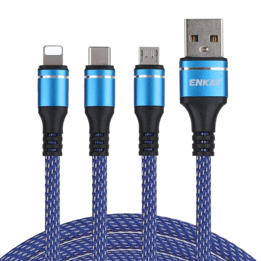 ENKAY ENK-CB121 1.5m 3 in 1 USB 3.0 to Type-C / 8 Pin / Micro USB 5A Fast Charging Cable