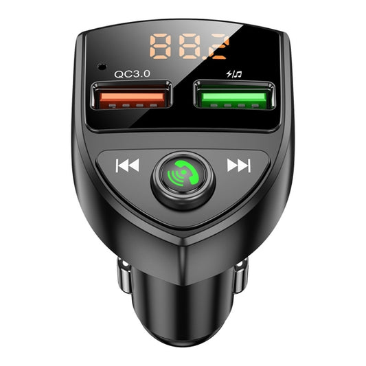 Lecteur Bluetooth pour voiture C8 sur disque U, transmetteur FM, charge rapide double ports USB QC3.0, C8 QC3.0