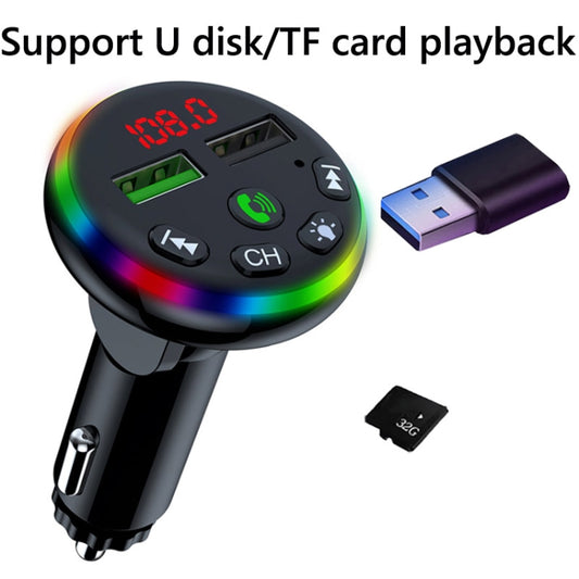 Chargeur de Smartphone de Voiture F13 Appel Mains Libres Bluetooth 5.0 - Lecteur MP3 Émetteur FM Sans Fil pour Voiture, F13