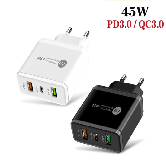 45W PD3.0 + 2 x QC3.0 USB Multi Port Quick Charger, EU Plug, EU Plug