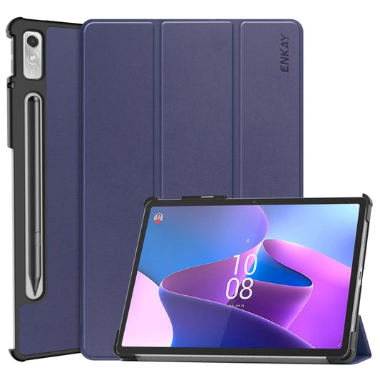 Für Lenovo Tab P11 Pro Gen2 11,2 Zoll 2022 ENKAY Tri-fold Custer Textur Leder Ständer Smart Case, Für Lenovo Tab P11 Pro Gen2 11,2 Zoll 2022
