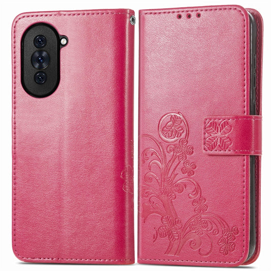 Four-leaf Clasp Embossed Buckle Leather Phone Case, For Huawei Nova 10, For Nokia X100 5G, For OnePlus 10T, For T-Mobile REVVL 6 5G, For T-Mobile Revvl 6 Pro 5G