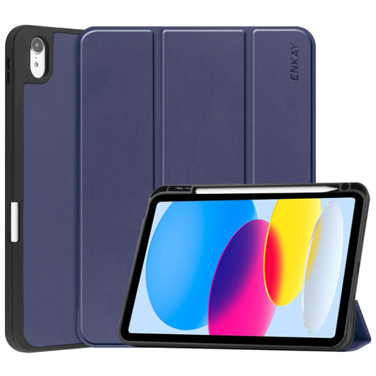 Pour iPad 10.9 2022 ENKAY TPU Housse de Protection en Cuir Intelligent avec Support et Fente pour Stylet