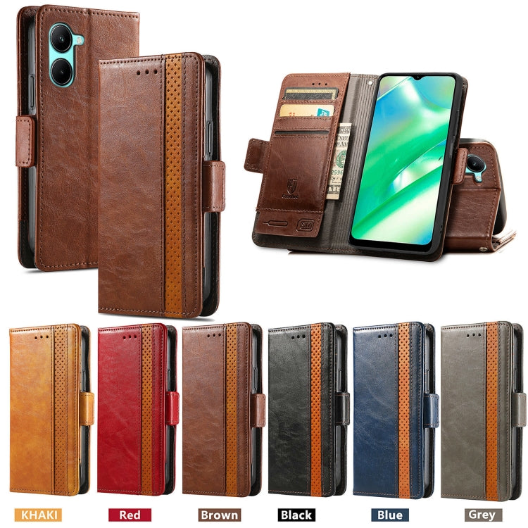 For Realme C33 CaseNeo Splicing Dual Magnetic Buckle Leather Phone Case, For Realme C33