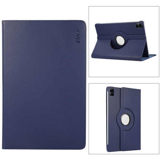 For Xiaomi Redmi Pad 10.61 ENKAY Hat-Prince 360 Degree Rotation Litchi Leather Smart Case, For Xiaomi Redmi Pad 10.61