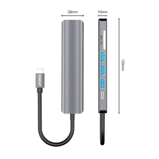ENKAY Hat-Prince 7 in 1 Type-C to 4K HDMI Docking Station Adapter PD Quick Charge Hub SD/TF Card Reader, 7 in 1 Type-C to 4K HDMI