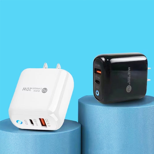 PD04 PD20W + QC18W Mobile Phone Charger with LED Indicator, US Plug, US Plug