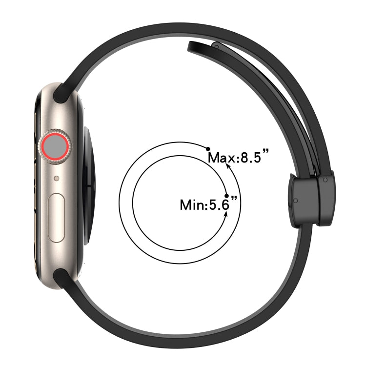 Magnetic Black Buckle Smooth Silicone Watch Band, For Apple Watch Ultra 49mm, For Apple Watch Series 8&7 45mm, For Apple Watch Series 8&7 41mm