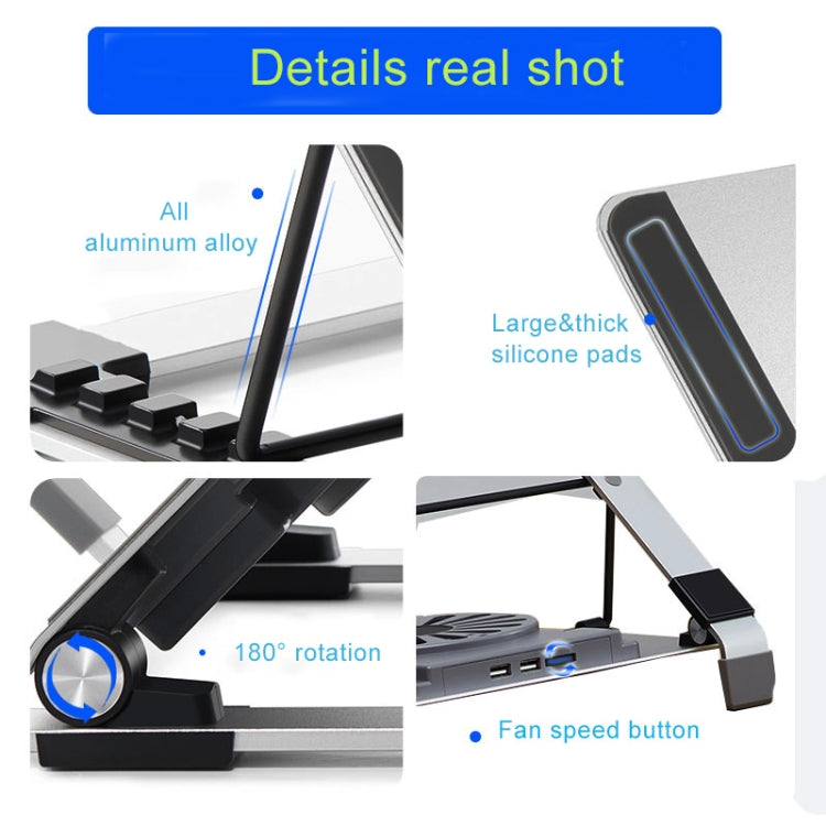 P3 Adjustable Aluminum Foldable Portable Laptop Notebook Fan Stand Bracket, P3