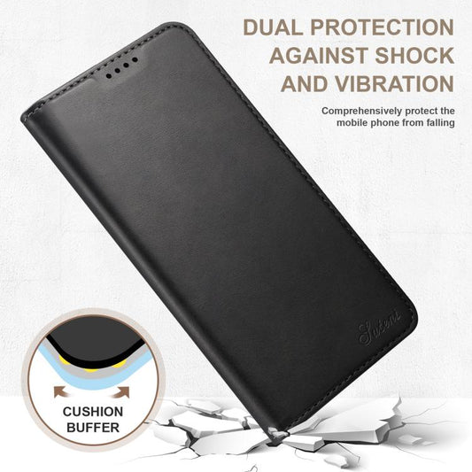 Étui de téléphone en cuir à rabat horizontal Suteni avec texture de veau, Pour Samsung Galaxy S26+ 5G, Pour Samsung Galaxy S26 Ultra 5G, Pour Samsung Galaxy S26 5G, Pour Samsung Galaxy S25 5G, Pour Samsung Galaxy S25+ 5G, Pour Samsung Galaxy S25 Ultra 5G