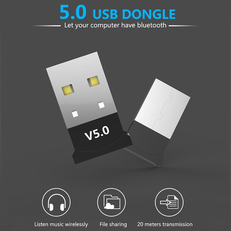 Computer Bluetooth Adapter 5.0 USB Desktop Dongle WiFi Audio Receiver Transmitter, black