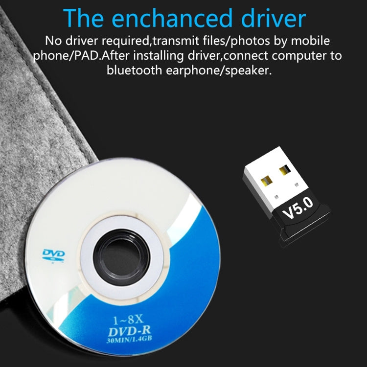 Computer Bluetooth Adapter 5.0 USB Desktop Dongle WiFi Audio Receiver Transmitter, black