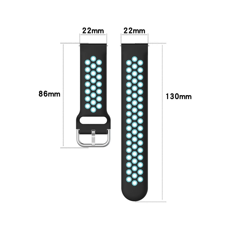 22mm Perforated Breathable Sports Silicone Watch Band, For Amazfit GTR 4, For Amazfit GTR 4 Pro, For Amazfit GTR 3, For Amazfit GTR 3 Pro, For Amazfit GTR 2e, For Amazfit GTR 2