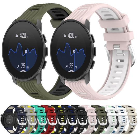 22mm Sports Two-Color Steel Buckle Silicone Watch Band, For SUUNTO 9 Peak Pro, For SUUNTO 9 Peak, For SUUNTO 5 Peak