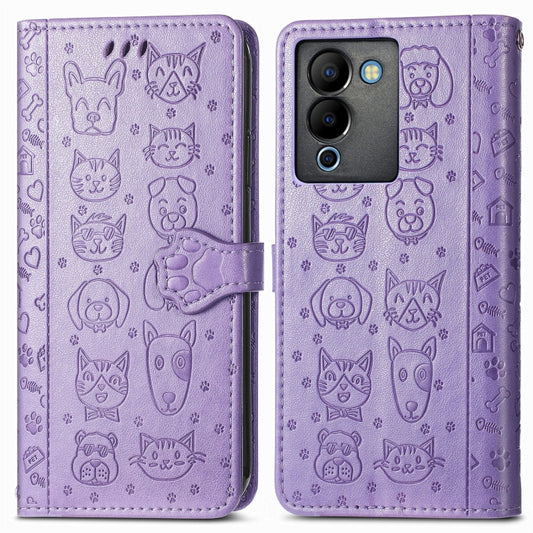 Cat and Dog Embossed Phone Leather Phone Case, For Infinix Note 12 G96, For Kyocera Android One S10, For OnePlus Ace 2, For Realme C55, For Tecno Pova Neo 5G, For vivo S15e, For Samsung Galaxy A14 4G, For Samsung Galaxy A34 5G