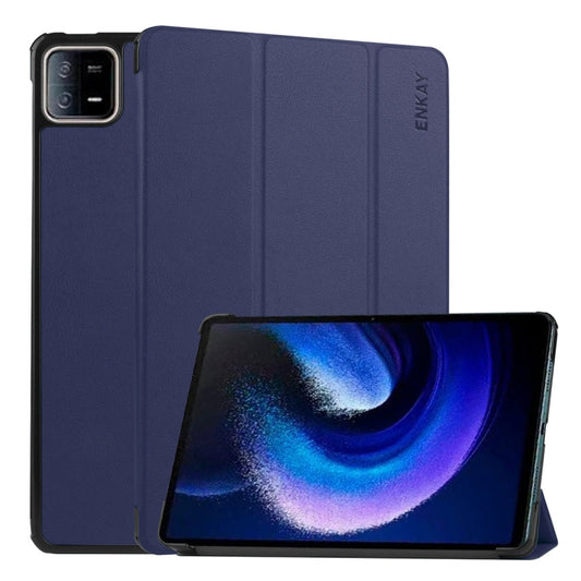 Für Xiaomi Pad 6 ENKAY Tri-fold Custer Texture Leder Ständer Smart Case, Für Xiaomi Pad 6