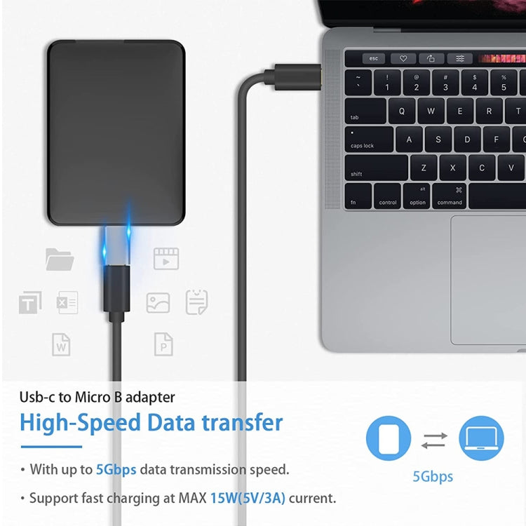 JUNSUNMAY USB-C / Type-C Female to Male USB 3.0 Micro B Adapter Converter, 1 PCS, 2 PCS