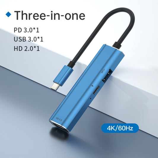 V264 Adaptateur Multi-répartiteur 3 en 1 USB-C / Type-C vers USB3.0 + PD3.0 + HD2.0 à 3 ports OTG HUB, USB + PD + HD