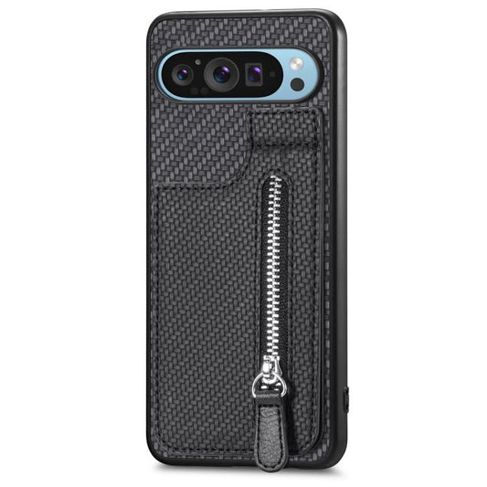 Carbon Fiber Vertical Flip Zipper Phone Case, For Google Pixel 10 Pro XL, For Google Pixel 10 / 10 Pro, For Google Pixel 9a, For Google Pixel 9 Pro XL, For Google Pixel 9 / 9 Pro, For Google Pixel 7a, For Google Pixel 7