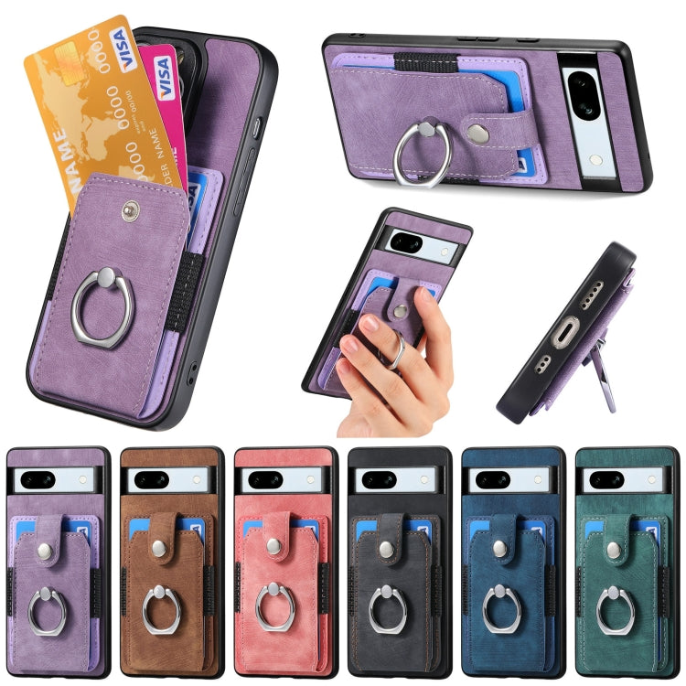 Retro Skin-feel Ring Card Wallet Phone Case, For Google Pixel 10 Pro XL, For Google Pixel 9a, For Google Pixel 9 Pro XL, For Google Pixel 7a, For Google Pixel 10 / 10 Pro, For Google Pixel 9 / 9 Pro