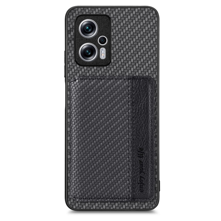 Carbon Fiber Magnetic Card Bag Phone Case, For Redmi Note 11T Pro 5G, For Redmi Note 10 4G