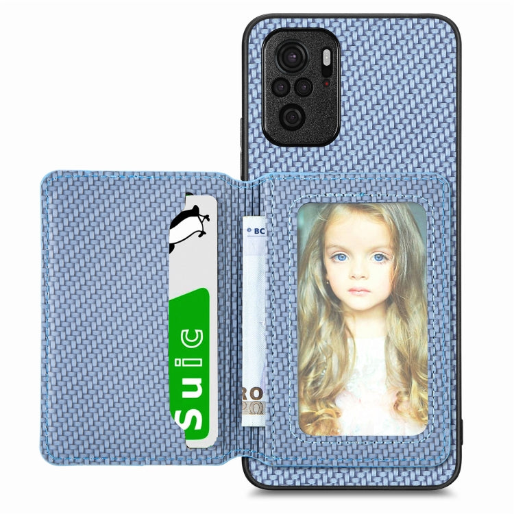 Carbon Fiber Magnetic Card Bag Phone Case, For Redmi Note 11T Pro 5G, For Redmi Note 10 4G