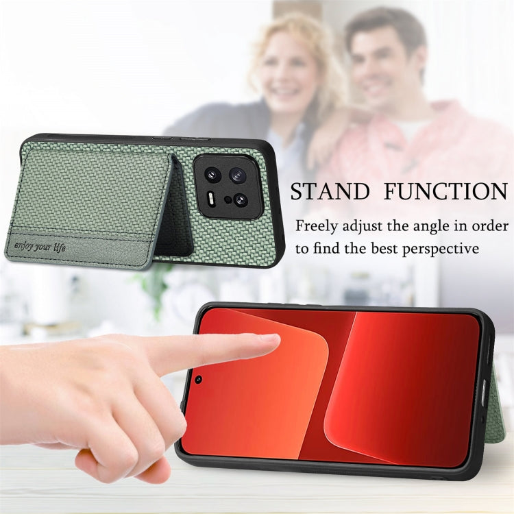 Carbon Fiber Magnetic Card Bag Phone Case, For Redmi Note 11T Pro 5G, For Redmi Note 10 4G