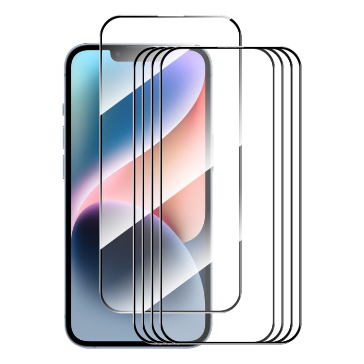5pcs ENKAY Full Glue High Aluminum-silicon Tempered Glass Film, For iPhone 17e / 16e, For iPhone 16 Pro Max, For iPhone 16 Pro, For iPhone 16 Plus, For iPhone 16, For iPhone 15 Pro Max, For iPhone 15 Pro, For iPhone 15 Plus, For iPhone 15