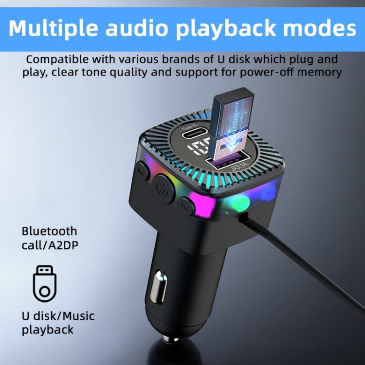 CS5 Transmetteur FM Bluetooth 5.3 MP3 3 en 1 pour voiture, chargeur avec câble, CS5