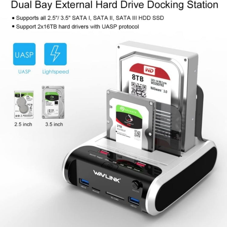 Wavlink ST336A SSD HDD Fast Offline Clone SATA USB 3.0 External Hard Drive Case, ST336A