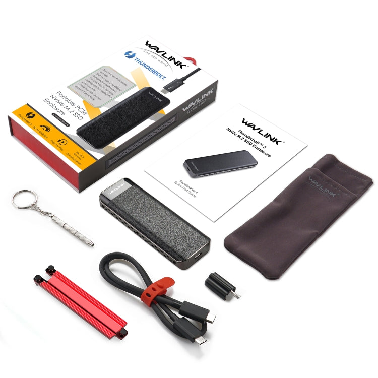 Wavlink UTE02 Thunderbolt 3 NVME M.2 Solid State Leather Metal SSD External Hard Drive Box, UTE02