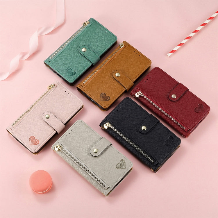 Love Zipper Lanyard Leather Phone Case, For Google Pixel 10 / 10 Pro