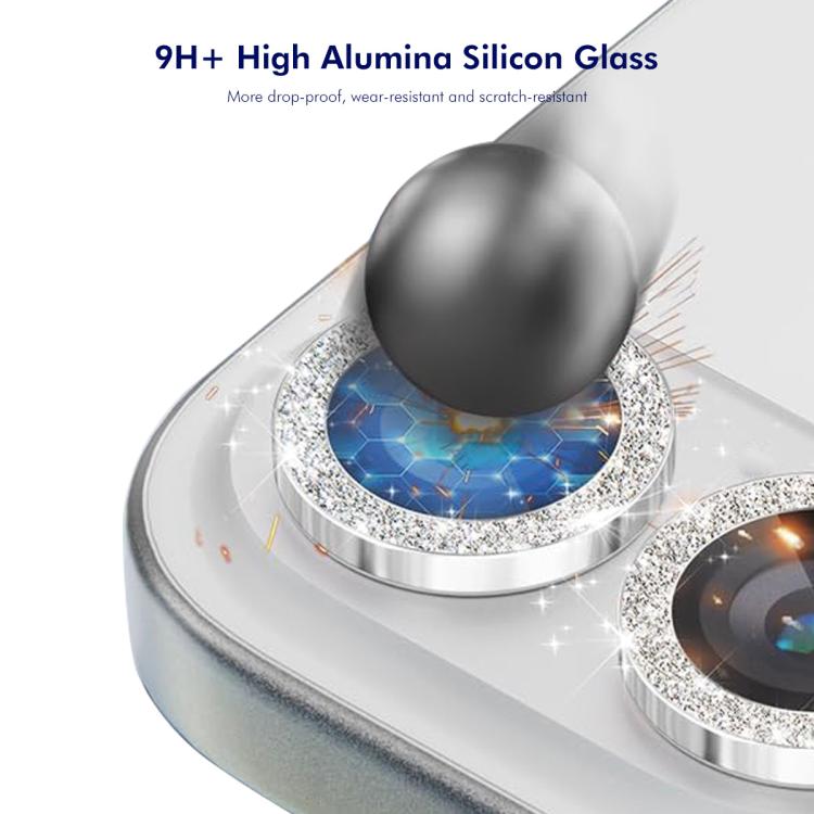 ENKAY Hat-Prince Glitter Rear Lens Aluminium Alloy Tempered Glass Film, For iPhone 17 Pro / 17 Pro Max, For iPhone 17, For iPhone 17 Air, For iPhone 15 Pro / 15 Pro Max, For iPhone 15 / 15 Plus