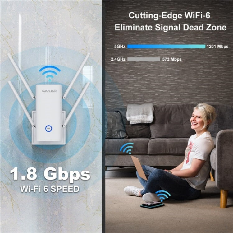 WAVLINK WN583AX1 Ethernet Port AX1800 WiFi6 1.8Gbps Dual Band WiFi Booster Wireless Router