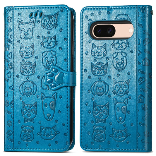 Cat and Dog Embossed Leather Phone Case, For Google Pixel 5 XL, For Google Pixel 11 / 11 Pro, For Google Pixel 10 / 10 Pro, For Google Pixel 9 / 9 Pro