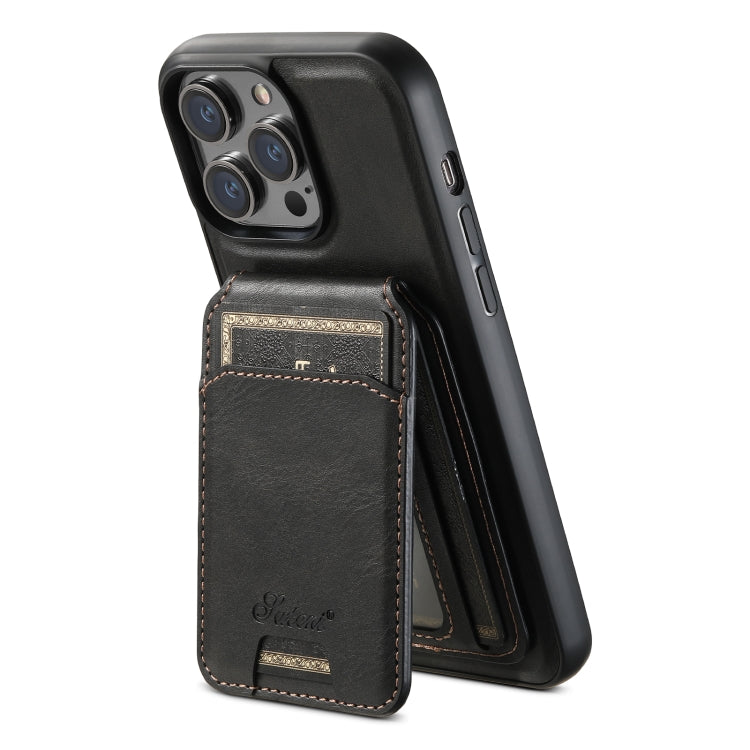 Suteni H15 MagSafe Oil Eax Leather Detachable Wallet Back Phone Case
