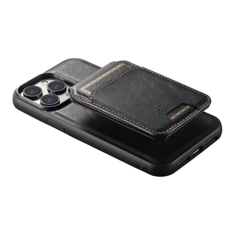 Suteni H15 MagSafe Oil Eax Leather Detachable Wallet Back Phone Case