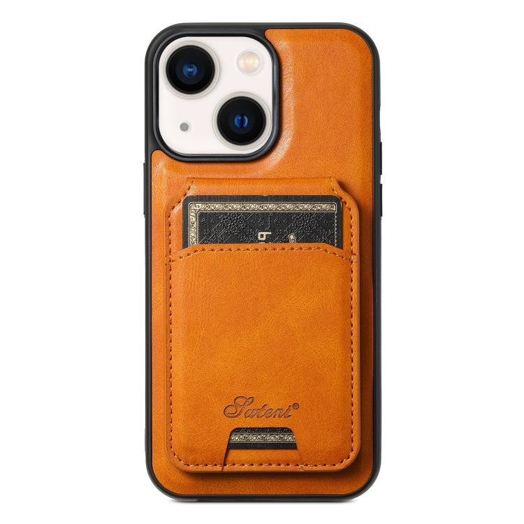 Suteni H15 MagSafe Oil Eax Leather Detachable Wallet Back Phone Case