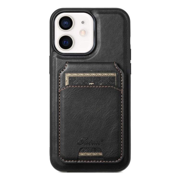 Suteni H15 MagSafe Oil Eax Leather Detachable Wallet Back Phone Case