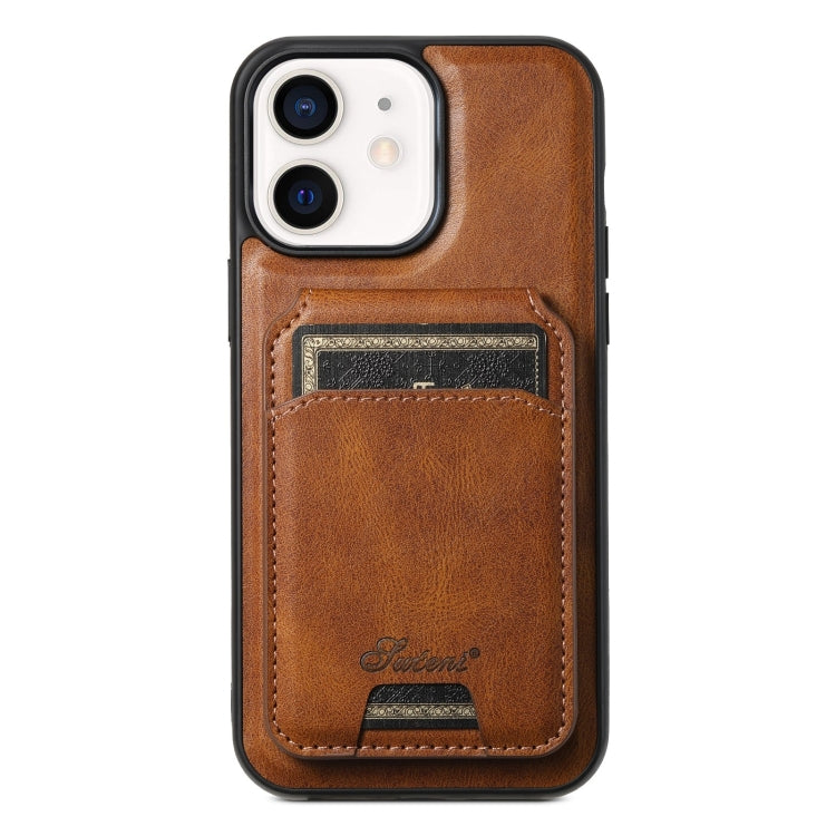 Suteni H15 MagSafe Oil Eax Leather Detachable Wallet Back Phone Case