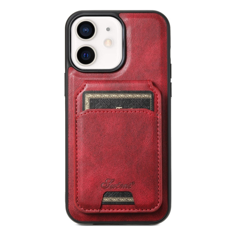 Suteni H15 MagSafe Oil Eax Leather Detachable Wallet Back Phone Case