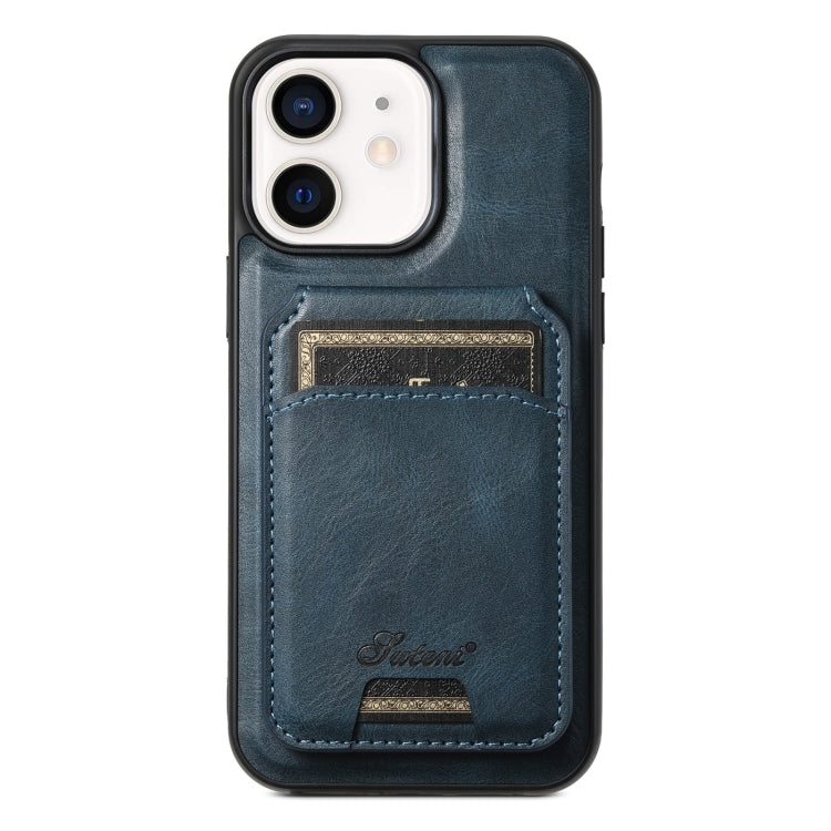 Suteni H15 MagSafe Oil Eax Leather Detachable Wallet Back Phone Case